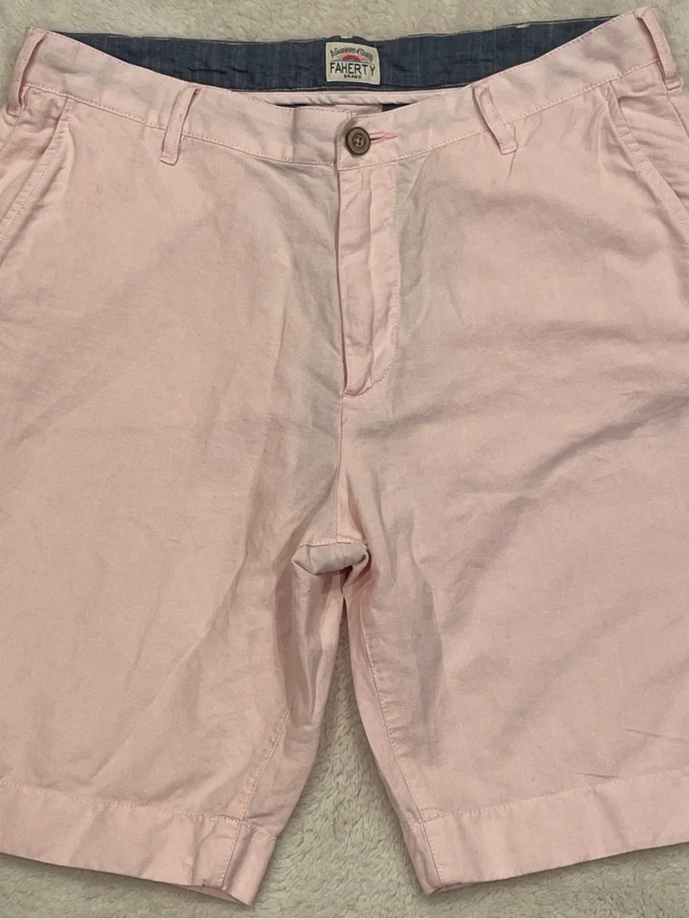 Faherty Tradewinds Linen Blend Shorts Men's 33 Pink Beach Preppy Chino 9” Inseam
